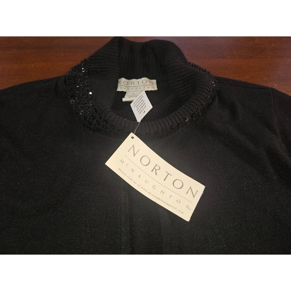 Norton Cardigan Built in Sweater Sequin Women Size XL Black‎ New With Tags - Picture 5 of 8